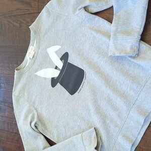 KATE SPADE I Light Grey MAKE MAGIC HAPPEN Rabbit Hat Crew Neck Sweatshirt, XS